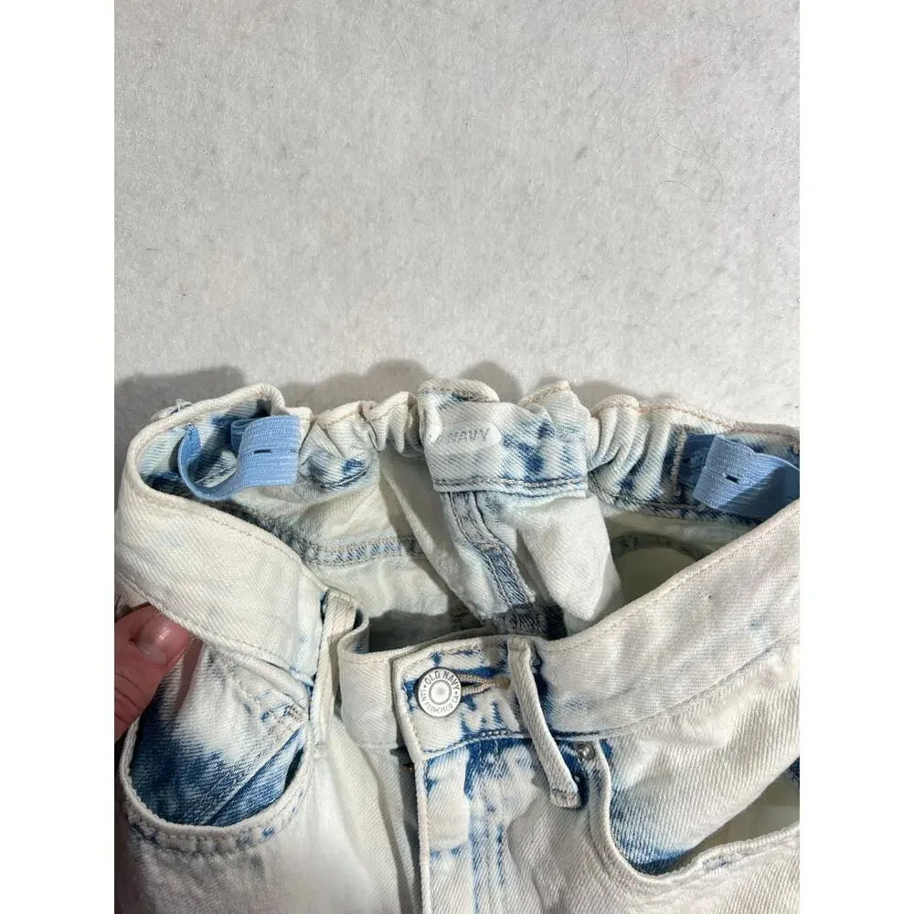 Old Navy Denim Shorts Girl's 14 Distressed Acid Washed Elastic Adjustable Waist